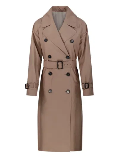 Max Mara Candida Belted Double-breasted Coat In Brown