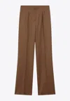 Max Mara Canes Wool Gabardine Pants In Brown