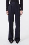 Max Mara Cannes Pleated Wool Twill Pants In Black