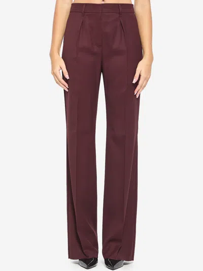 Max Mara Cannes Trousers In Virgin Wool In Burgundy