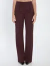 Max Mara Cannes Trousers In Virgin Wool In Red