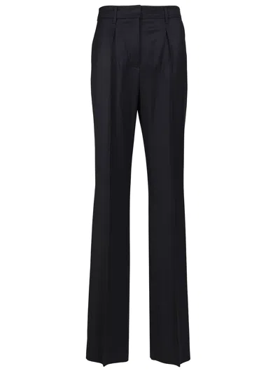 Max Mara Cannes Wide Leg Wool Gabardine Trousers In Black