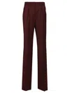Max Mara Cannes Wide Leg Wool Gabardine Trousers Bordeaux In Brown