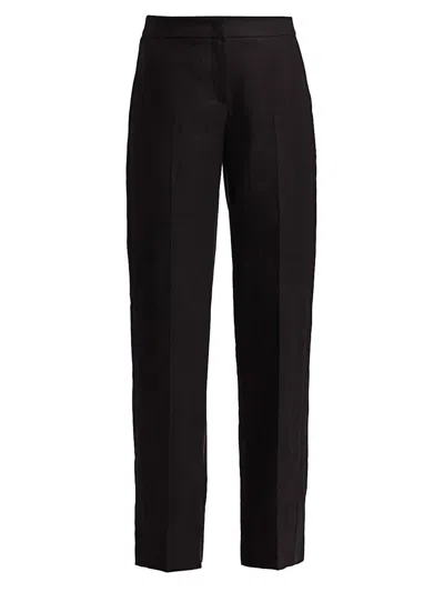 MAX MARA CANNETI FULL-LEG LINEN PANT IN BLACK