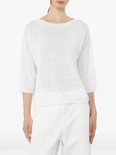 Max Mara Cannone Linen Sweater In White