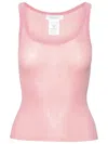 Max Mara Bastia Ribbed Silk Tank Top In Pink