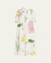 Max Mara Canter Botanical Print Cotton Shirtdress In White