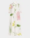 Max Mara Canter Botanical Print Cotton Shirtdress In White