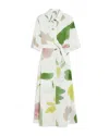 Max Mara Canter Botanical Print Cotton Shirtdress In White