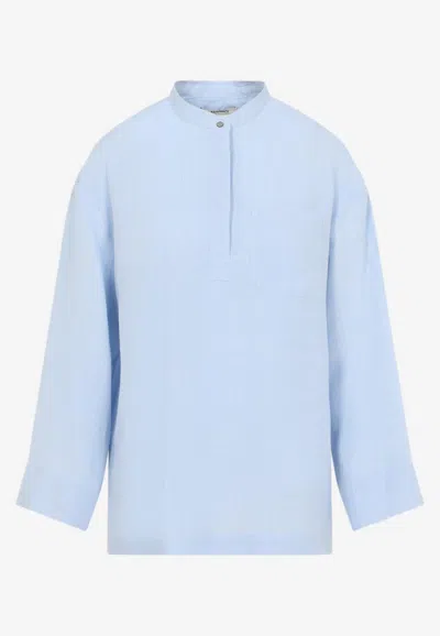 Max Mara Cantico Korean Long-sleeved Shirt In Blue