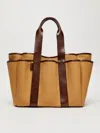 Max Mara Canvas And Leather Giardiniera Tote Bag In Tobacco