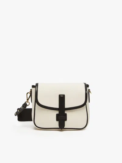 Max Mara Canvas And Leather Shoulder Bag In Ivory
