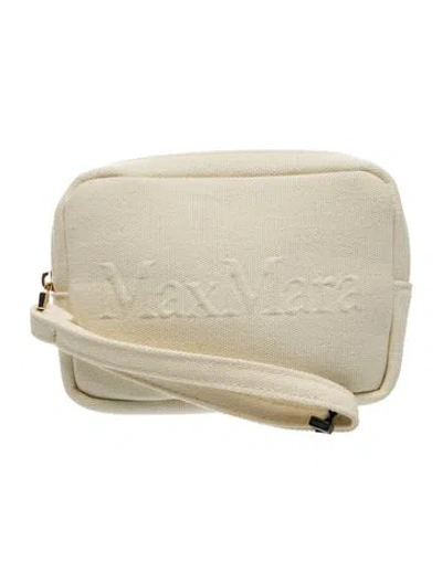 Pre-owned Max Mara Canvas Clutch W/ Tags In Neutral