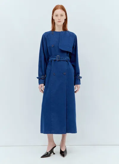 Max Mara Canvas Double-breasted Trench Coat In Blue