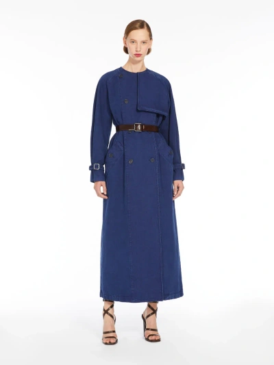 Max Mara Canvas Double-breasted Trench Coat In Blue