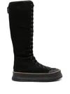Max Mara Tall Cotton Boots In Solid Color With 4cm Sole In Black  
