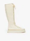 Max Mara Canvas Lace-up Boots In Ivory