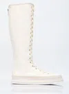 Max Mara Canvas Lace-up Boots In White