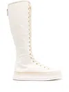 Max Mara Canvas Lace-up Boots In Neutrals