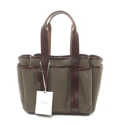Max Mara Canvas Leather Tote Bag In Brown