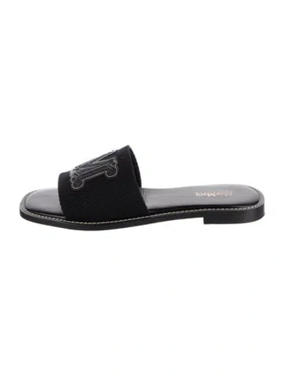 Pre-owned Max Mara Canvas Slides In Black