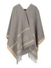 Max Mara Grey Jacquard Wool Hilde Poncho In Gray