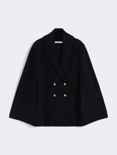 Max Mara Cape À Double Boutonnage En Laine In Black