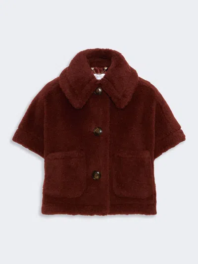 Max Mara Cape Boxy En Tissu Teddy D'alpaga Et Laine In Rouille