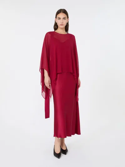 Max Mara Cape Courte En Georgette De Soie In Red