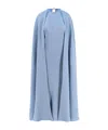 Max Mara Pianoforte Women Managua Pure Silk Crepe De Chine Dress With Cape In Blue