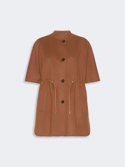 Max Mara Cape En Pure Laine Avec Cordon De Serrage In Brown