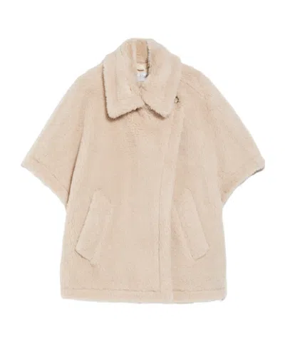 Max Mara Cape In Alpaca And Wool Teddy Fabric