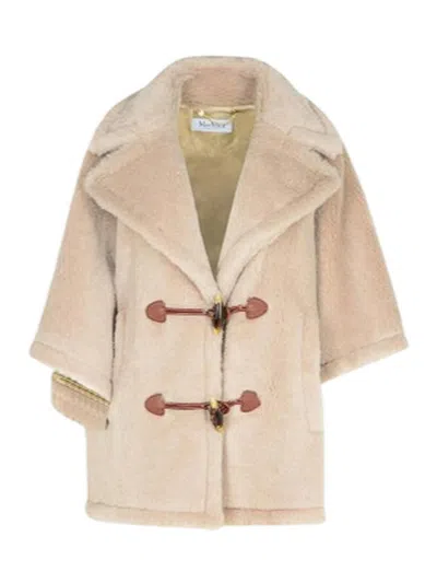 Max Mara Cape In Alpaca Blend In Neutral