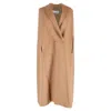 Max Mara Cape Long Coat In Beige Cashmere In Brown