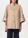 Max Mara Virgin Wool And Cashmere Cape Wih Pockets On The Front In Beige