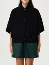 Max Mara 'leticia' Cape With High Collar And Side Pockets In Black