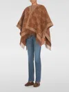 Max Mara Frine Logo Wool Cape In Brown
