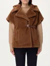 Max Mara Lanos 04 Alpava And Cashmere Cape With Belt In Camel