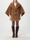 Max Mara Lanos 04 Alpava And Cashmere Cape With Belt In Camel