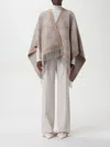 Max Mara All-over Logo Patterned Fringed Edge Cape In Sand