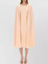 Max Mara Cape Midi Dress Round Neckline In Pink