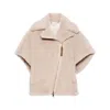 Max Mara Newmant Biker Jacket Cape In Wool And Alpaca Teddy Fabric In Multicolor
