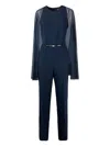Max Mara Cape-sleeve Jumpsuit In Blue