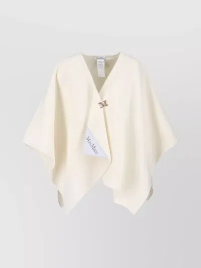 Max Mara Cape Style Embellished Clasp Wide Sleeves In Neutral