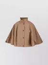 Max Mara Cape Style High Collar Jacket With Side Pockets In Multi