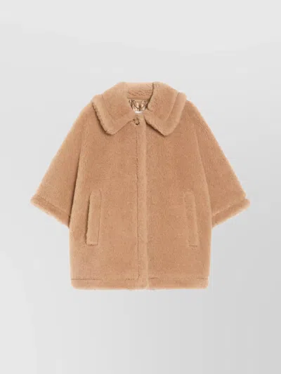 Max Mara Tenebre 4 Teddy Cape In Albino