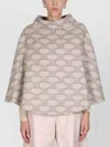 Max Mara Cape With Jacquard Pattern And Button Detail In Gray