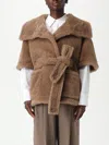 Max Mara Waist Belted Faux Fur Short Sleeve Jacket In Brown
