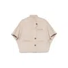 Max Mara Stand Collar Long Cropped Cape In Neutral