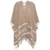 Max Mara Hilde Logo Jacquard Wool Poncho In Neutrals